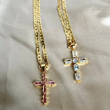 24k Gold filled CZ Cross Necklace
