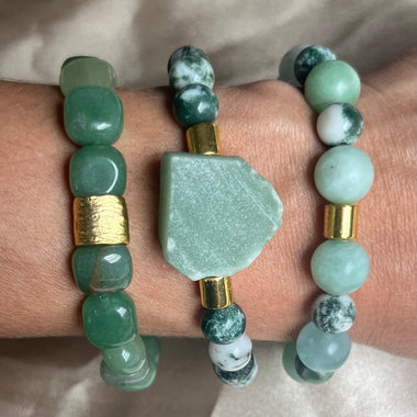 Aventurine Goddess Stacking Bracelets