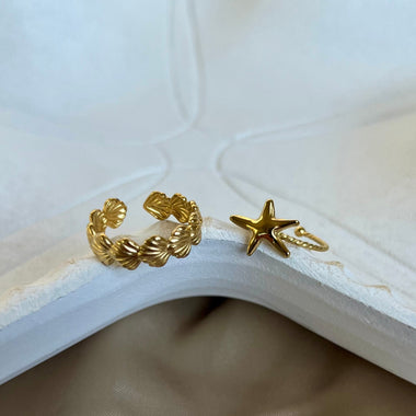 Serenity Seashell & Starfish Stacking Rings
