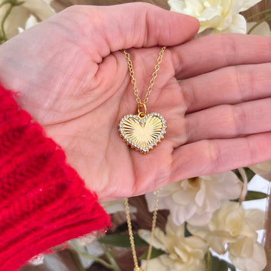 Women's 14K Gold Plated Heart Necklace, Heart Pendant layering Necklace