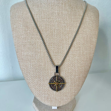 Men's Stainless Steel Northstar Compass Necklace