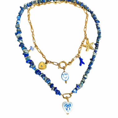 Santorini Charm Necklace, Heart of Santorini Necklace