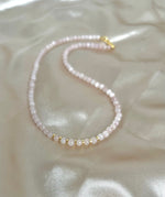 Women’s Pink Gemstone Layering Necklace, Gold Filled Rose Quartz beaded Necklace