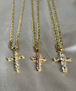 24k Gold filled CZ Cross Necklace