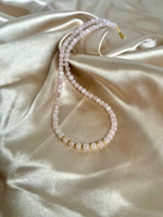 Women’s Pink Gemstone Layering Necklace, Gold Filled Rose Quartz beaded Necklace