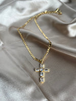 24k Gold filled CZ Cross Necklace