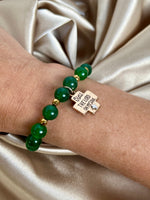 Women's Green Jade Psalms 103 Protection Bracelet, Green Beaded Gemstone Bracelet