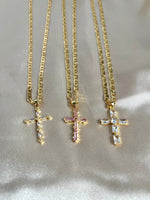 24k Gold filled CZ Cross Necklace