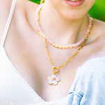 Pink Sands Necklace, Rose Quartz Gold Filled Beaded Choker