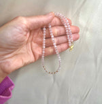 Women’s Pink Gemstone Layering Necklace, Gold Filled Rose Quartz beaded Necklace