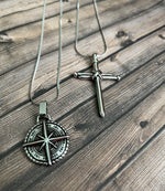 Men's Stainless Steel Northstar Compass Necklace