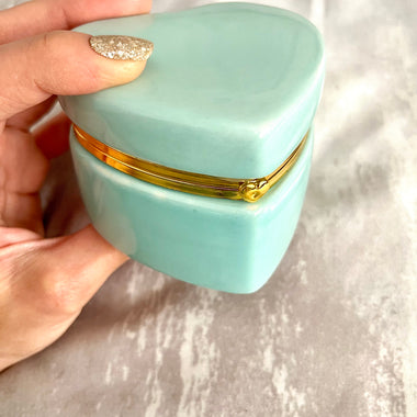 Ceramic Heart Jewelry Box ~ Heart Decor ~ Trinket Box