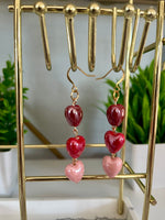 Women's Red and Pink Gradient Heart Earrings