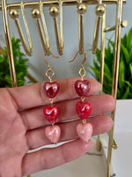 Women's Red and Pink Gradient Heart Earrings