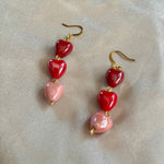 Women's Red and Pink Gradient Heart Earrings