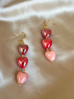 Women's Red and Pink Gradient Heart Earrings