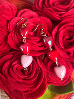 Women's Red and Pink Gradient Heart Earrings