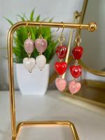 Women's Red and Pink Gradient Heart Earrings