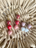 Women's Red and Pink Gradient Heart Earrings