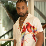Men's Millefiori & Wood Beaded Necklace, Resort Wear Jewelry