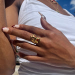 Garnet Reef Ring, 18K gold adjustable sculpture ring