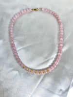 Pink Sands Necklace, Rose Quartz Gold Filled Beaded Choker