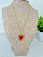 Women's 14K Heavy Gold Plated Red Heart Necklace