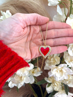 Women's 14K Heavy Gold Plated Red Heart Necklace