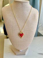 Women's 14K Heavy Gold Plated Red Heart Necklace