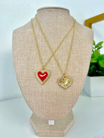 Women's 14K Heavy Gold Plated Red Heart Necklace