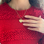 Women's 14K Gold Plated Heart Necklace, Heart Pendant layering Necklace