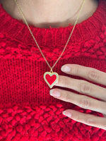Women's 14K Heavy Gold Plated Red Heart Necklace