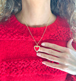 Women's 14K Heavy Gold Plated Red Heart Necklace