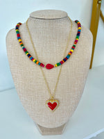 Women's 14K Heavy Gold Plated Red Heart Necklace