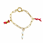 Manarola Bracelet, Freshwater Pearl Coral Charm Bracelet
