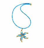 Turquoise Reef Necklace, Blue gemstone starfish pendant necklace