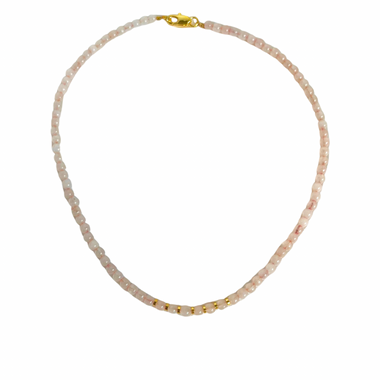 Pink Sands Mini Choker, Rose quartz beaded choker
