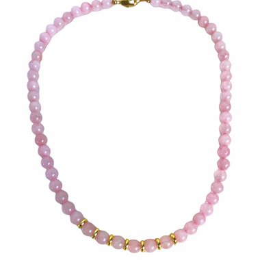 Pink Sands Necklace, Rose Quartz Gold Filled Beaded Choker
