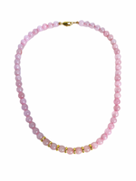 Pink Sands Necklace, Rose Quartz Gold Filled Beaded Choker