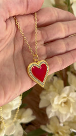 Women's 14K Heavy Gold Plated Red Heart Necklace